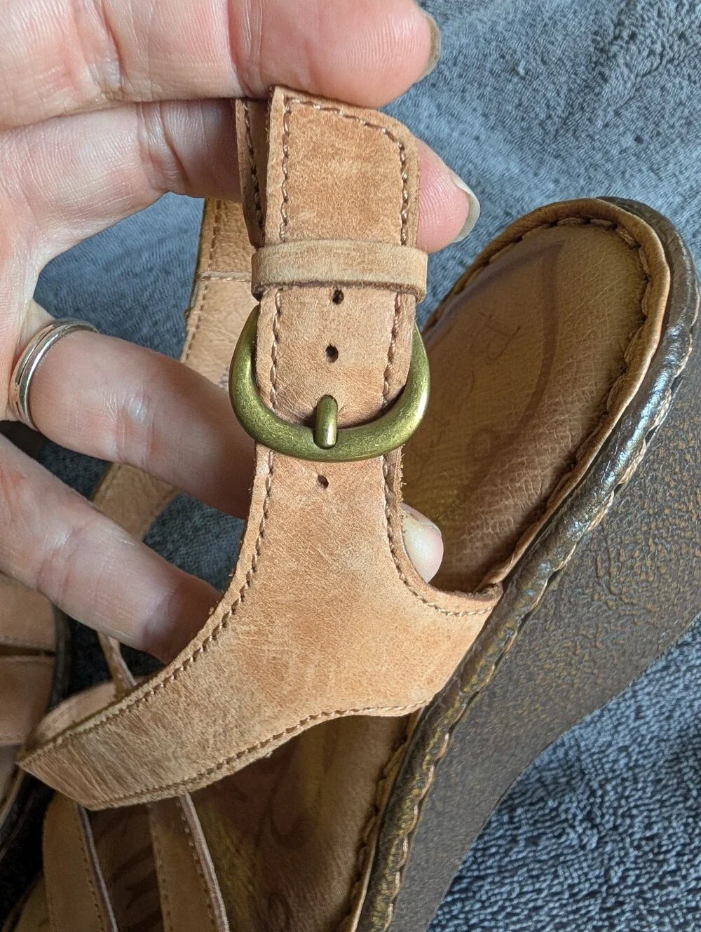 Born Tan Leather Strappy Sandals - Handcrafted - Size 7 - Good Condition